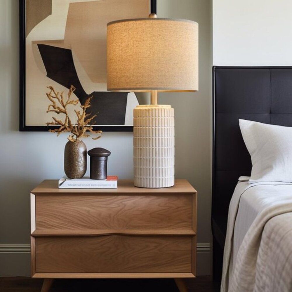 New Set of 2 Modern Ceramic 23Inch Table Lamp, White Desk & Bedside Lamps - Picture 6 of 9